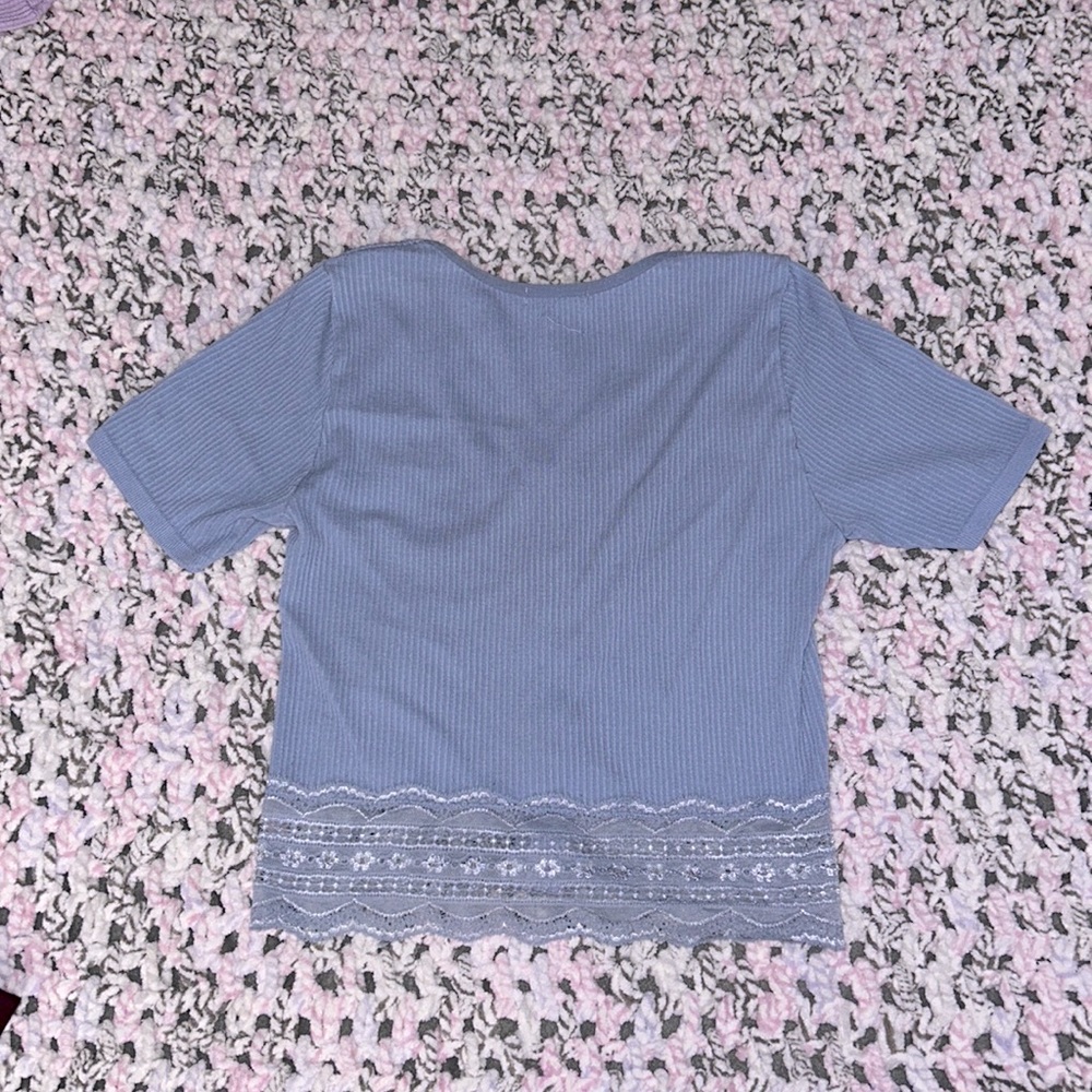 Light Blue Ribbed Crop - Picture 2 of 2